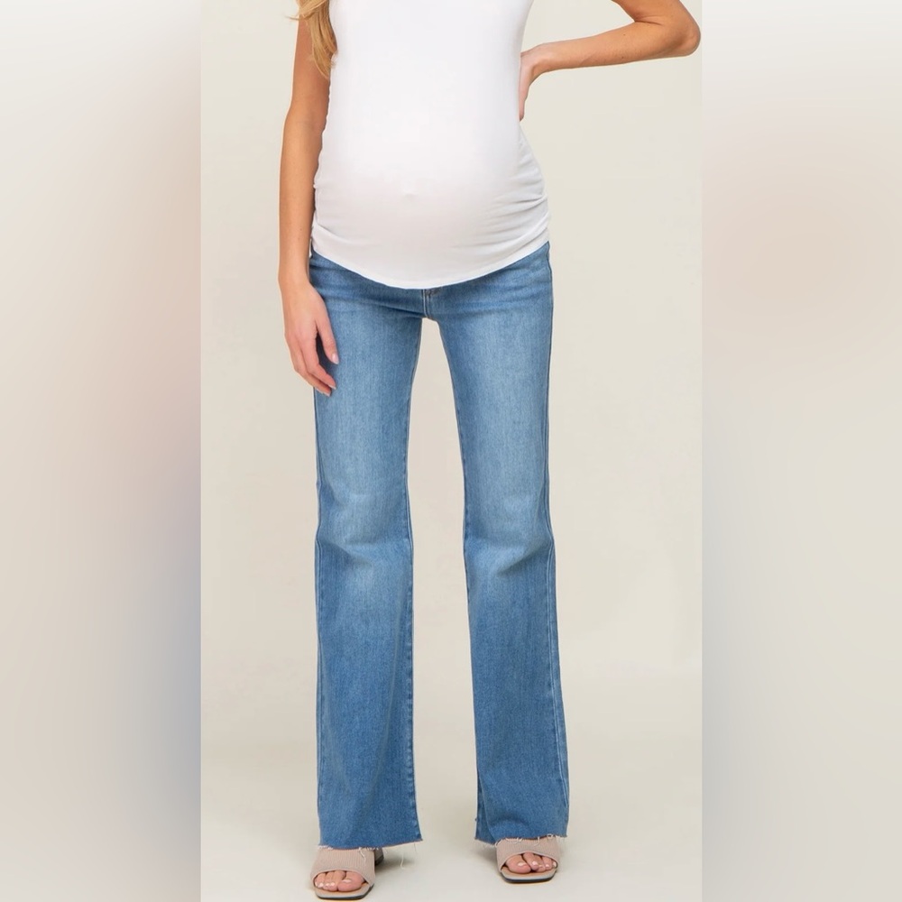 Pinkblush Light Blue Flare Maternity Jeans